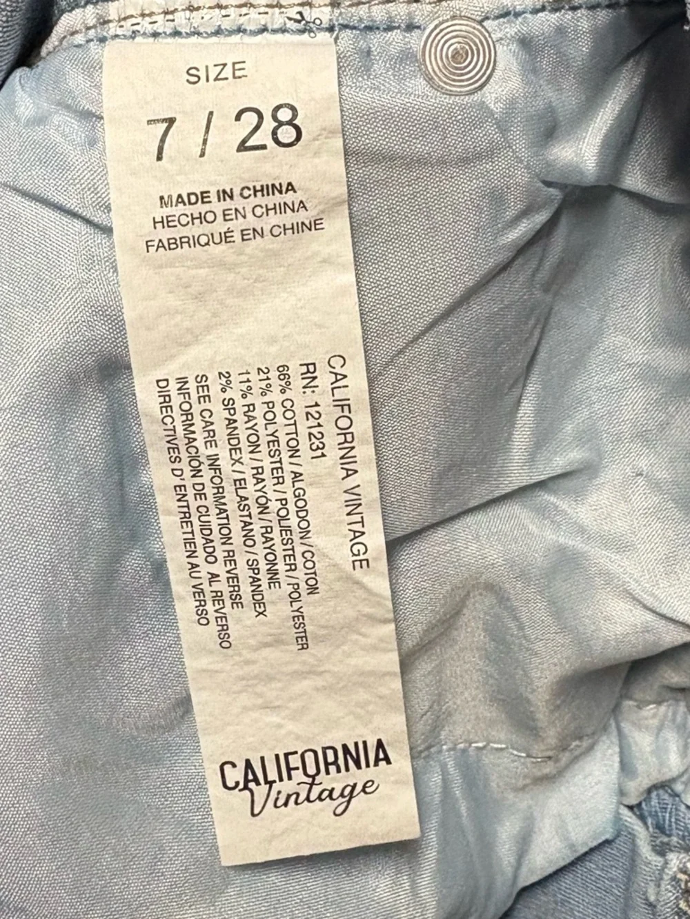 California Vintage Womens 7/28 Jeans